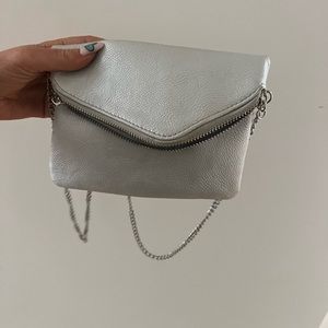 Silver leather crossbody bag